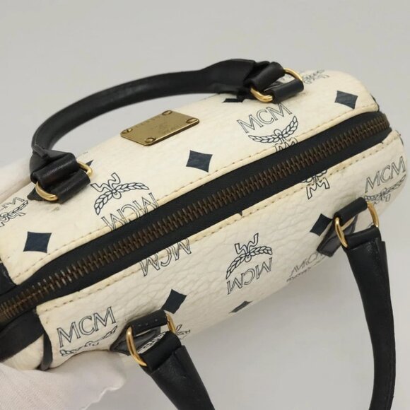 MCM Vicetos Logogram Hand Bag PVC Leather White - Picture 7 of 16
